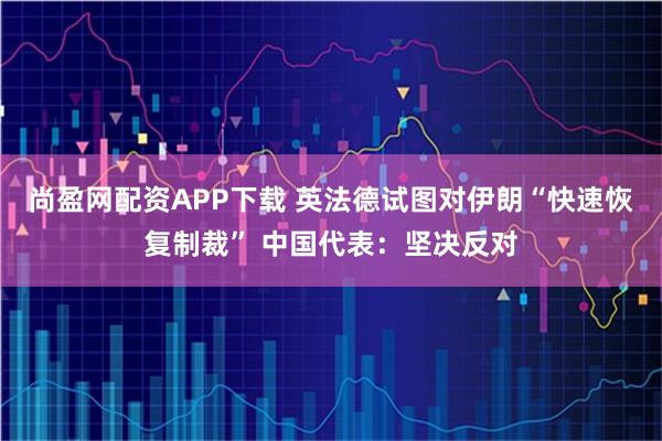 尚盈网配资APP下载 英法德试图对伊朗“快速恢复制裁” 中国代表：坚决反对